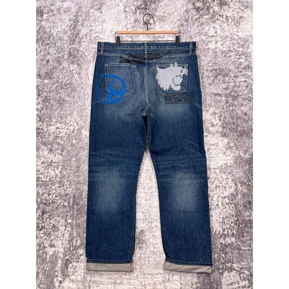 New Cactus Jack x Fragment Jeans 38 x 32 Mens Selvedge Denim Embroidered - Picture 2 of 10